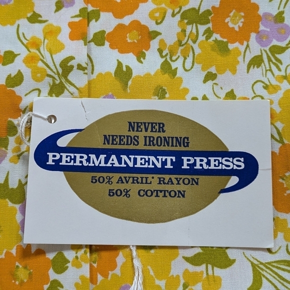 NWT Vintage Miss Holly deadstock yellow orange floral button up short sleeve 34 - Picture 7 of 7